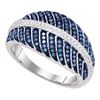 Image 1 : 0.40 CTW Blue Color Diamond Milgrain Cocktail Ring 10KT White Gold - REF-44X9Y