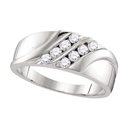 0.50 CTW Mens Diamond Wedding Ring 10KT White Gold - REF-52N4F