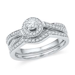 0.49 CTW Diamond Halo Bridal Engagement Ring 10KT White Gold - REF-48N7F