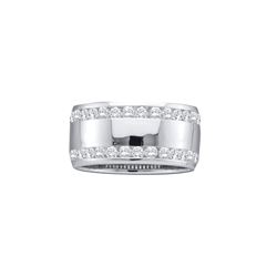 1 CTW Diamond Double Row Eternity Wedding Ring 14KT White Gold - REF-119N9F