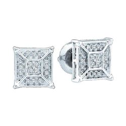 0.10 CTW Diamond Square Geometric Cluster Earrings 10KT White Gold - REF-16Y4X