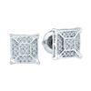 Image 1 : 0.10 CTW Diamond Square Geometric Cluster Earrings 10KT White Gold - REF-16Y4X