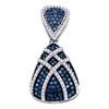 Image 1 : 0.95 CTW Blue Color Diamond Teardrop Cluster Pendant 10KT White Gold - REF-44H9M