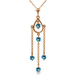 Genuine 1.50 ctw Blue Topaz Necklace Jewelry 14KT Rose Gold - REF-29A7K