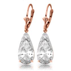 Genuine 10 ctw White Topaz Earrings Jewelry 14KT Rose Gold - REF-55X5M