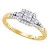 Image 1 : 0.33 CTW Princess Diamond Square Cluster Ring 14KT Yellow Gold - REF-40N4F