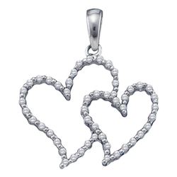 0.16 CTW Diamond Double Heart Outline Pendant 10KT White Gold - REF-11X2Y