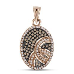 0.25 CTW Red Color Diamond Oval Pendant 10KT Rose Gold - REF-18N2F