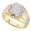 Image 1 : 0.25 CTW Mens Diamond Cross Cluster Ring 10KT Yellow Two-tone Gold - REF-30N2F