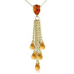 Genuine 7.5 ctw Citrine Necklace Jewelry 14KT Yellow Gold - REF-32T8A