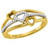 Image 1 : 0.10 CTW Diamond Double Heart Ring 10KT Yellow Gold - REF-14M9H