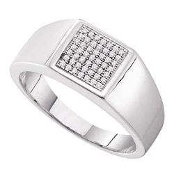 0.15 CTW Mens Diamond Square Cluster Ring 10KT White Gold - REF-41K9W