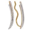 Image 1 : 0.25 CTW Diamond Double Two Row Climber Earrings 10KT Yellow Gold - REF-22K4W