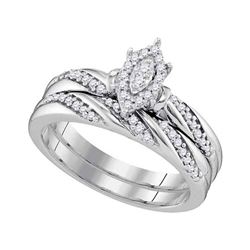 0.25 CTW Diamond Oval Cluster Bridal Engagement Ring 10KT White Gold - REF-30N2F