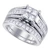 Image 1 : 1.9 CTW Princess Diamond Cluster Bridal Engagement Ring 14KT White Gold - REF-232Y4X