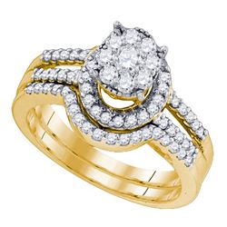 0.78 CTW Diamond Cluster Bridal Engagement Ring 10KT Yellow Gold - REF-59X9Y