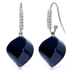 Genuine 30.68 ctw Sapphire & Diamond Earrings Jewelry 14KT White Gold - REF-67W3Y