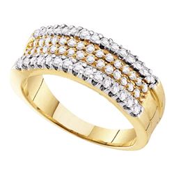 0.75 CTW Pave-set Diamond Four Row Ring 14KT Yellow Gold - REF-67X4Y