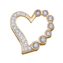 0.15 CTW Diamond Heart Outline Pendant 10KT Yellow Gold - REF-12H2M