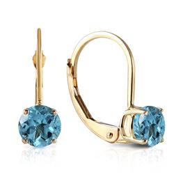 Genuine 1.20 ctw Blue Topaz Earrings Jewelry 14KT Yellow Gold - REF-23Y2F