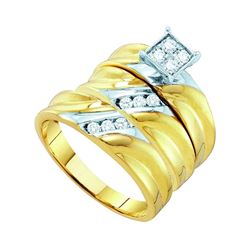 0.38 CTW His & Hers Diamond Matching Bridal Ring 10KT Yellow Gold - REF-52X4Y