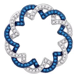 0.33 CTW Blue Color Diamond Circle Pendant 10KT White Gold - REF-19N4F