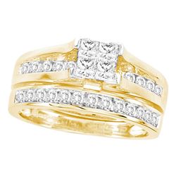 4 CTW Princess Diamond Bridal Engagement Ring 14KT Yellow Gold - REF-524N9F