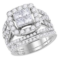 2.95 CTW Princess Diamond Bridal Engagement Ring 14KT White Gold - REF-292H5M