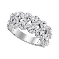 1.34 CTW Diamond Double Row Circle Cluster Ring 14KT White Gold - REF-149H9M