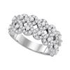 Image 1 : 1.34 CTW Diamond Double Row Circle Cluster Ring 14KT White Gold - REF-149H9M