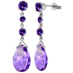 Genuine 13.2 ctw Amethyst Earrings Jewelry 14KT White Gold - REF-39X3M