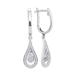 0.21 CTW Diamond Cluster Teardrop Dangle Earrings 10KT White Gold - REF-31W4K