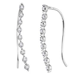 0.05 CTW Diamond Climber Earrings 10KT White Gold - REF-6N2F