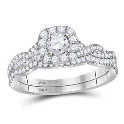 0.68 CTW Diamond Bridal Wedding Engagement Ring 14KT White Gold - REF-97W4K