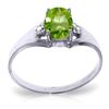 Image 1 : Genuine 0.76 ctw Peridot & Diamond Ring Jewelry 14KT White Gold - REF-20A8K