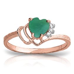 Genuine 1.02 ctw Emerald & Diamond Ring Jewelry 14KT Rose Gold - REF-36K9V