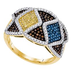 0.75 CTW Multicolor Diamond Fashion Ring 10KT Yellow Gold - REF-75N2F