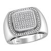 Image 1 : 0.55 CTW Mens Diamond Square Cluster Ring 10KT White Gold - REF-86H8M