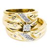 Image 1 : 0.15 CTW His & Hers Diamond Solitaire Matching Bridal Ring 14KT Yellow Gold - REF-55H5M