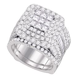 3.98 CTW Diamond Cluster Wedding Bridal Ring 14KT White Gold - REF-389W9K