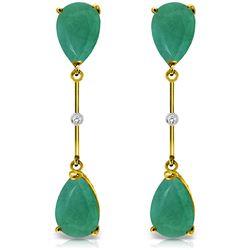 Genuine 15.01 ctw Emerald & Diamond Earrings Jewelry 14KT Yellow Gold - REF-90K6V