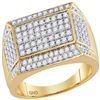 Image 1 : 1.55 CTW Mens Diamond Rectangle Cluster Ring 14KT Yellow Gold - REF-128F9N