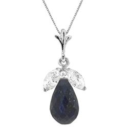 Genuine 9.3 ctw Sapphire & White Topaz Necklace Jewelry 14KT White Gold - REF-28K9V