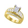 Image 1 : 0.85 CTW Princess Diamond Cindy's Dream Cluster Bridal Ring 10KT Yellow Gold - REF-53F9N