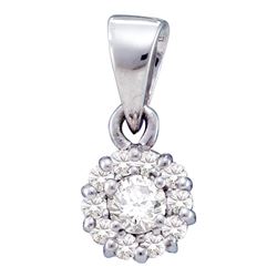 0.25 CTW Diamond Solitaire Circle Cluster Pendant 14KT White Gold - REF-20W9K