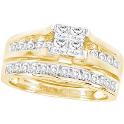 1.5 CTW Princess Diamond Bridal Engagement Ring 14KT Yellow Gold - REF-149X9Y