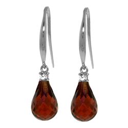 Genuine 4.6 ctw Garnet & Diamond Earrings Jewelry 14KT White Gold - REF-28A8K