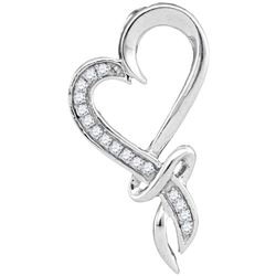 0.10 CTW Diamond Spiral Heart Outline Pendant 10KT White Gold - REF-12X8Y