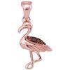 Image 1 : 0.01 CTW Red Color Diamond Flamingo Bird Animal Pendant 10KT Rose Gold - REF-5F2N