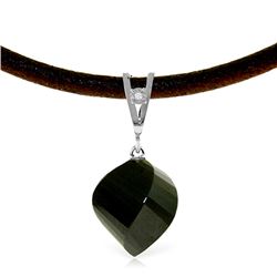 Genuine 15.51 ctw Black Spinel & Diamond Necklace Jewelry 14KT White Gold - REF-39Z2N